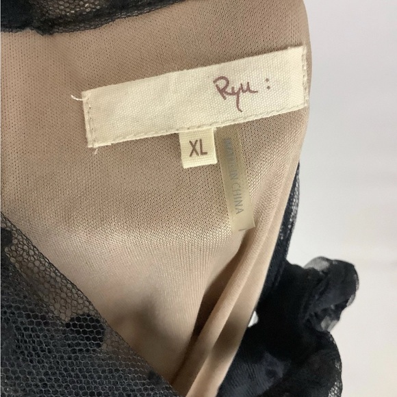 Anthropologie Sz XL Chiffon Mesh Layered Cocktail Party Polka Dot Dress Black - Picture 5 of 7